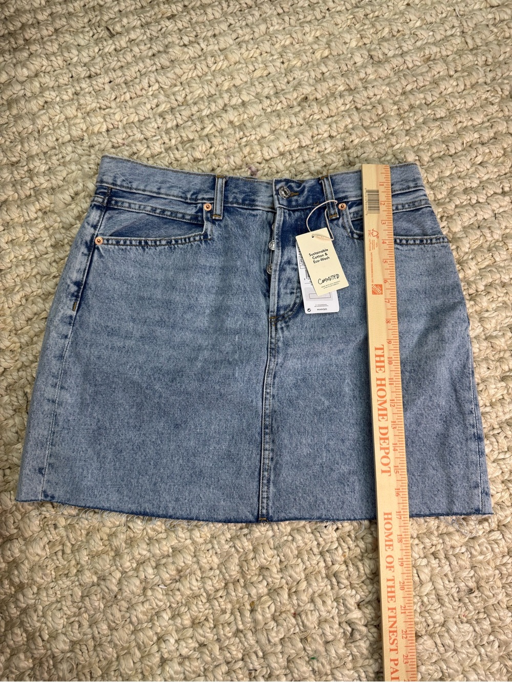 Mango Light Blue Denim Mini Skirt